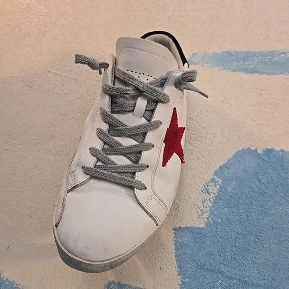 GOLDEN GOOSE Super Star Mens LEFT SHOE ONLY 44 White Red Leather Low Top Sneaker